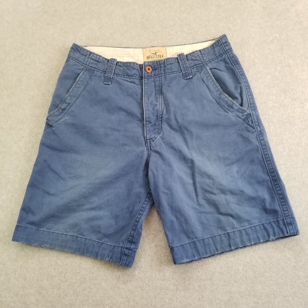 Hollister Shorts Mens 34 Blue Chino Flat Front Casual Embroidered Seagull Y2K